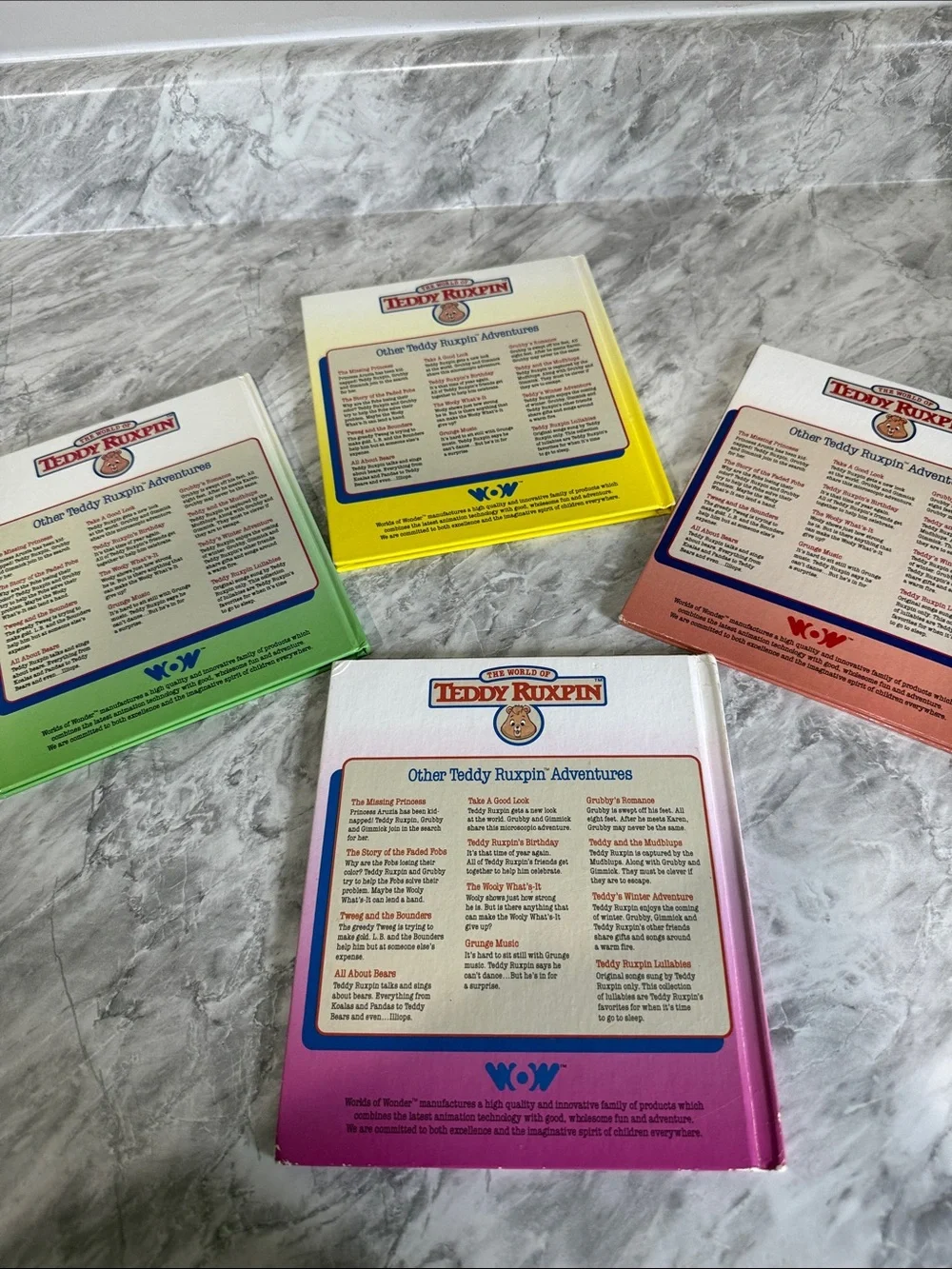 Vintage Teddy Ruxpin Hardcover Books Lot of 4 Worlds of Wonder 1980s Children’s
